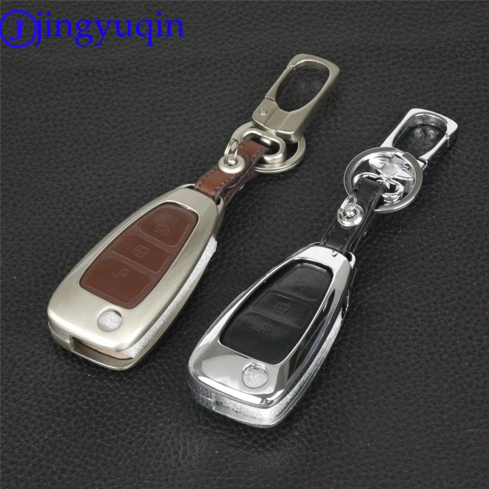 

3 Buttons Zinc Alloy+Leather Key Case for Ford Mondeo Focus 3 MK3 Kuga Fiesta Escape Ecosport Keychain intelligent Cover Case