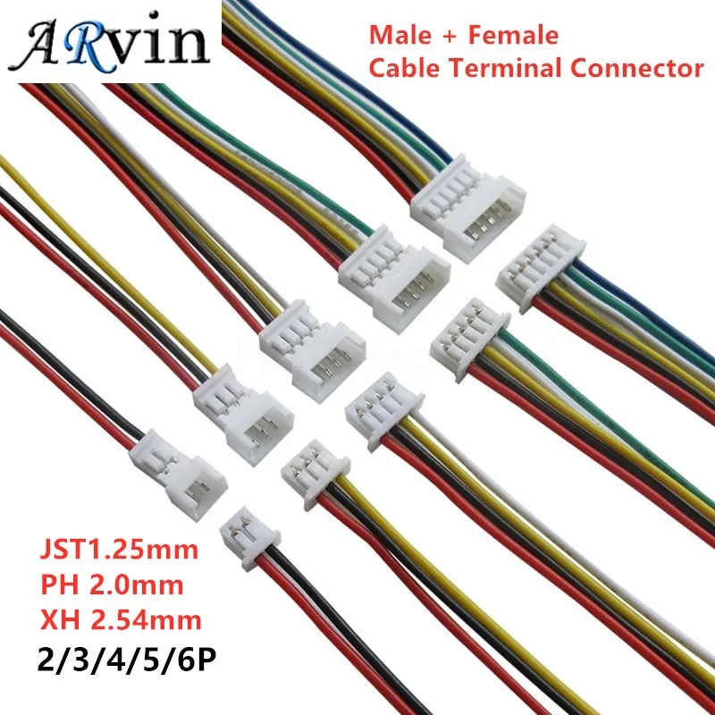 

10PCS 15cm JST1.25 PH2.0 XH2.54 2P 3P 4P 5P 6Pin Male Female Plug Electronic Solder Crimp Wire Cable Terminal Connector