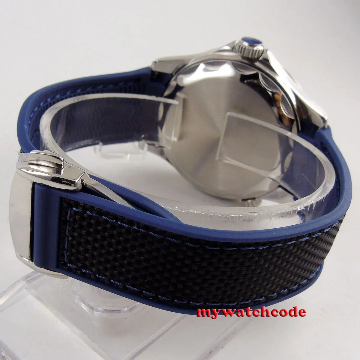 41 мм bliger стерильные серые волнистые циферблат сапфировое стекло синий красный