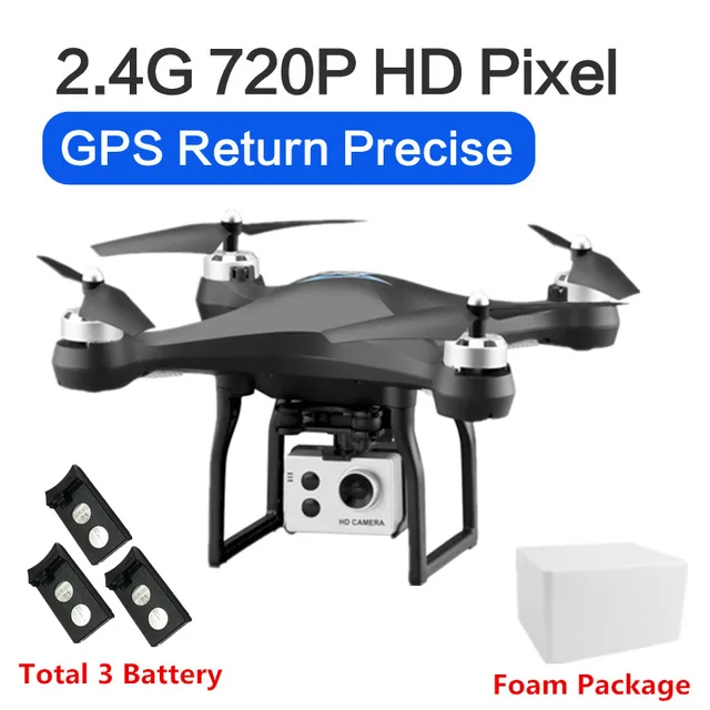 Black 720p 3battery Все новые S2 Дрон gps Квадрокоптер с камерой Hd 5G пульт дистанционного управления Вертолет Wifi складной мини селфи Дрон селфи Квадрокоптер - Цвет: Black 720p 3battery