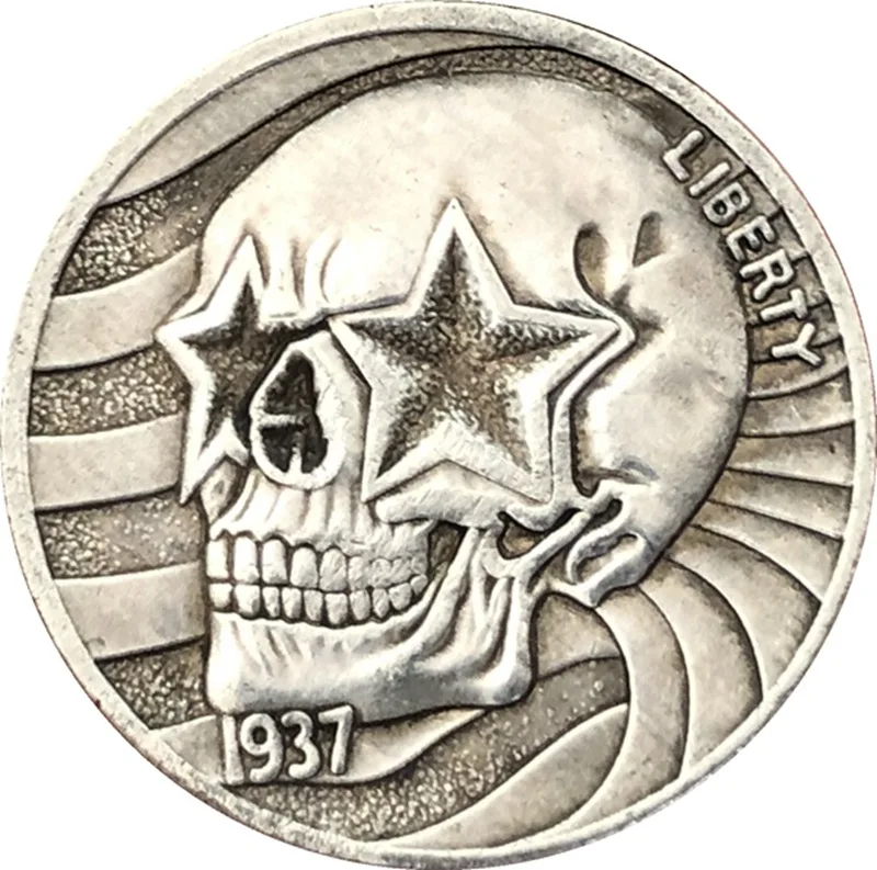 Забавный Хобо-сувенир с черепом никелевое покрытие антикварная Коллекционная