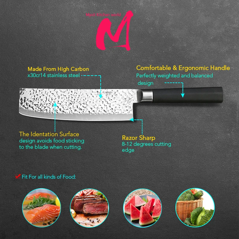 Кухонный нож Myvit Santoku японский для фруктов и овощей из нержавеющей стали x30cr14