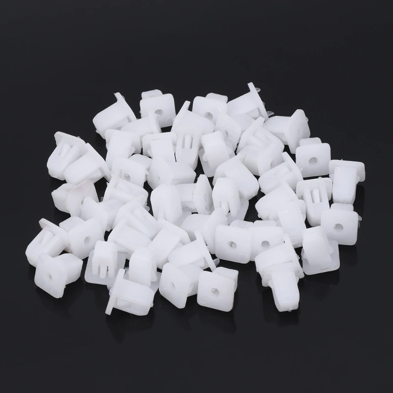 50 Pcs White Square Car Body Plastic Push Pin Rivet Fasteners Trim Moulding Clip qyh | Автомобили и мотоциклы