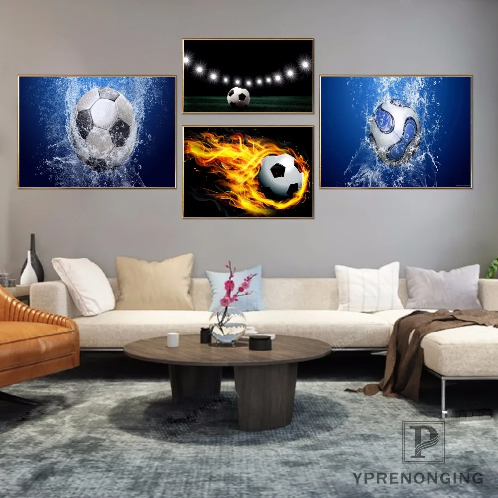 Пользовательский футбольный мяч Вода и плакат с огнем искусство домашний декор