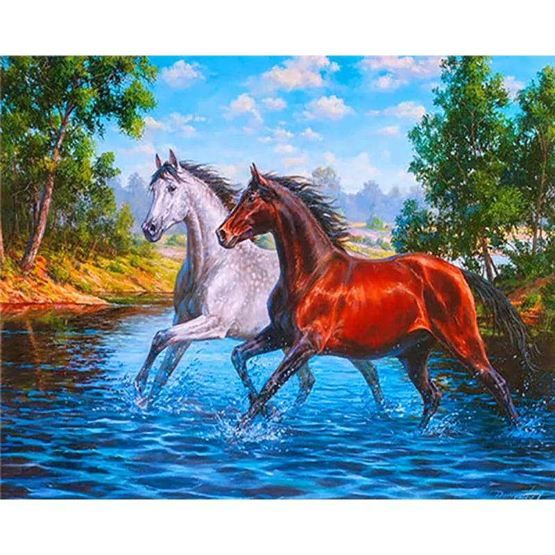 paint by numbers16 DIY краски по номерам Lienzo Pintura por Numero картины по номерам Pintar por Numeros лошадь пронумерованные картины - Цвет: paint by numbers16