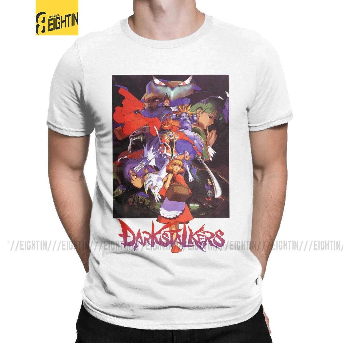 Darkstalkers Вампир Спаситель футболки мужские хлопковые Morrigan игры аниме Aensland 80s с