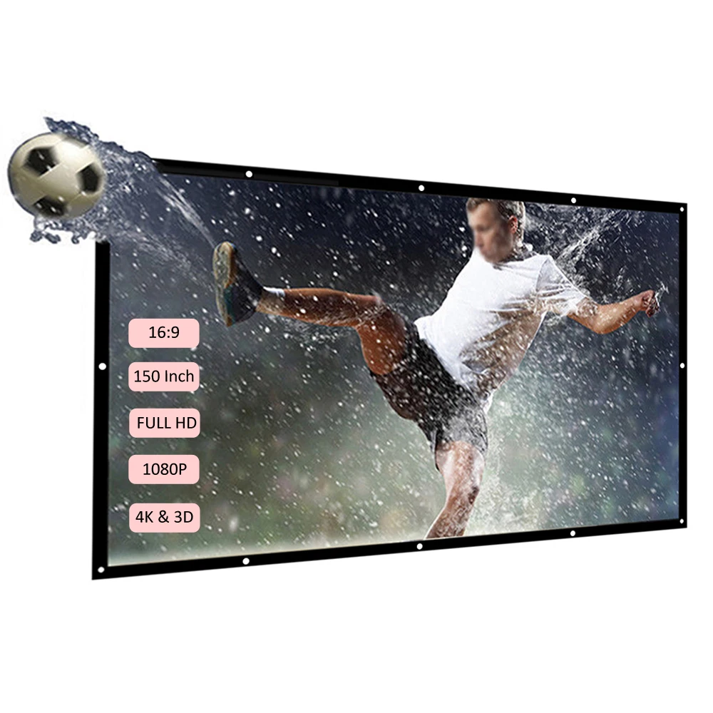 Портативный проектор H150 150 дюйма 16:9 HD складной экран для проектора белый
