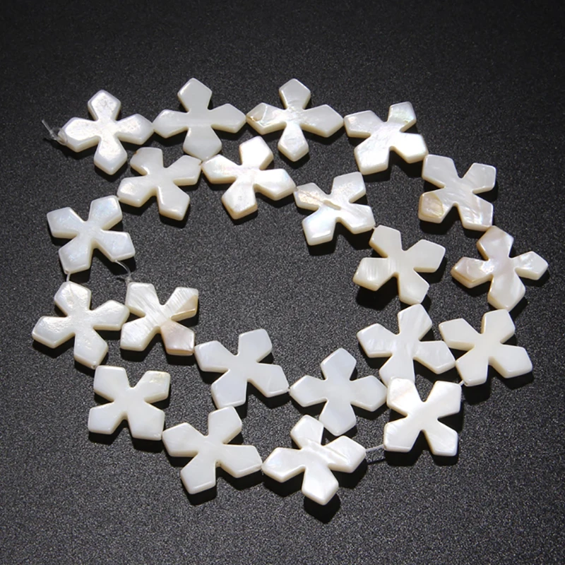 

White Color Natural Mother Of Pearl Shell Beads Cross Flower Shapes Shell Beads for Jewelry Making Bracelets Necklace Earrings