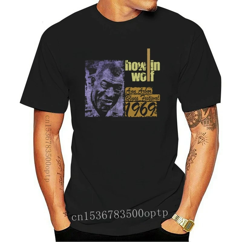 

New Howlin' Wolf Men'S Ann Arbor Vintage T-Shirt Black Homme Plus Size Tee Shirt