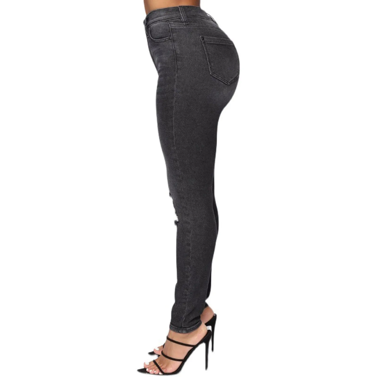 

Jeans Women Pants Fashion Vintage Sexy High Waist Torns Solid Color Skinny Long Trousers Long Pants jean femme Vaqueros M
