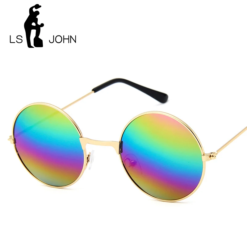 Солнцезащитные очки LS JOHN женские круглые золотистые брендовые дизайнерские