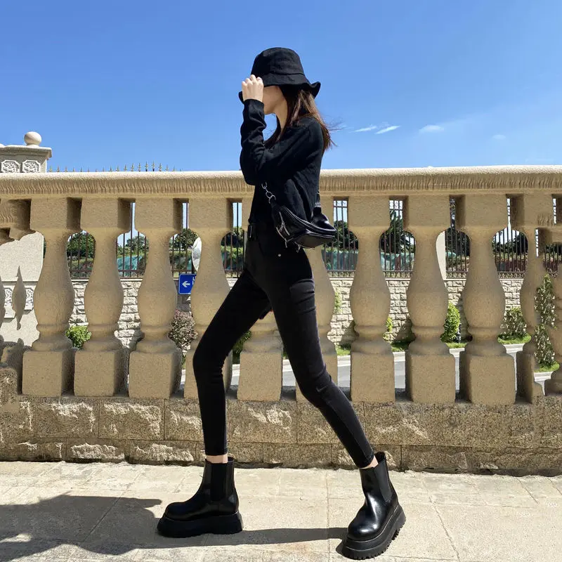 

Woman Jeans Pants Winter Autumn Winter High Waist Tight Skinny Pants