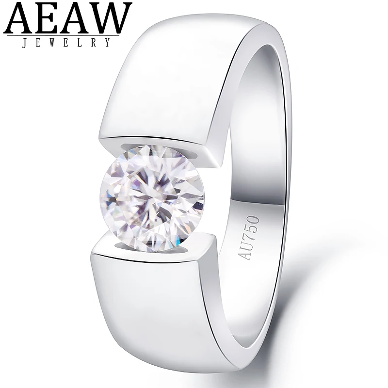 Мужское обручальное кольцо с муассанитом 5 0 карат 18 К белое золото|Кольца| |