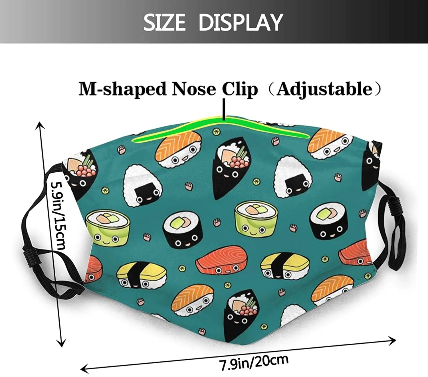 Японские суши маска для лица с фильтром карманная моющаяся многоразовая