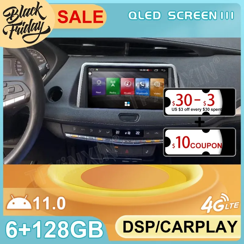

Android 11.0 6G+128GB For Cadillac XT4 2010 2018 Car GPS Navigation Carplay Auto Radio Stereo Video Multimedia Player Head Unit