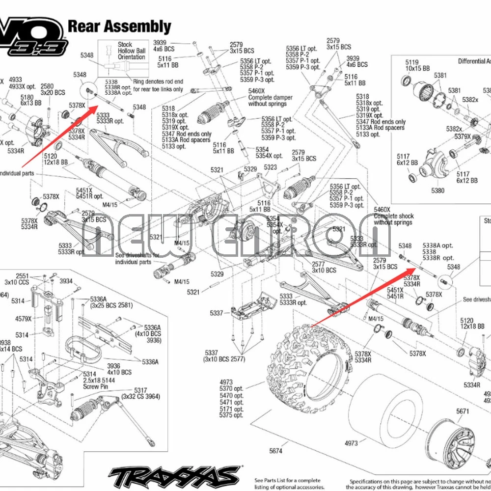 

NEW ENRON 2P Aluminum Adustable Push Rod Turnbuckle With Ends 5338R 5338A 8638 8646RC Traxxas 1/10 Revo E-REVO 2.0 VXL Summit