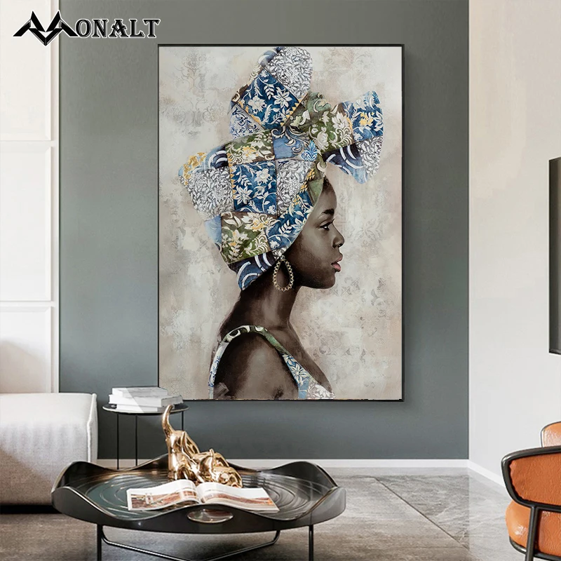 

African Tribe Black Women Figure Wall Painting Girl Graffiti Art Female Canvas Posters and Prints Pop Living Room Picture Decor