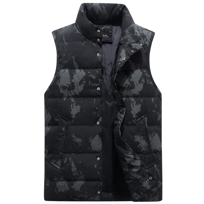 

Fashion Autumn Winter Men's Vests 90% White Duck Down Vest Men Stand Collar Camouflage Jacket Sleeveless Asian Size Brand Vests