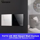 Itead SONOFF TX T2T3 UK Smart Wifi настенный сенсорный выключатель света 123 банды умный дом 433 RFголосприложениесенсорное управление работа с Alexa работать с Алиса