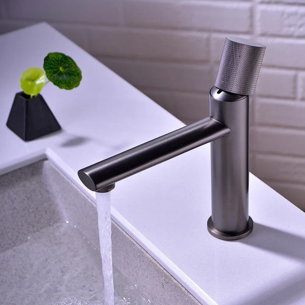 

1PC Bathroom Mixer Sink Tap Hot Cold Solid Brass Basin Faucet Gunmetal Deck Mounted Bathroom Fixture