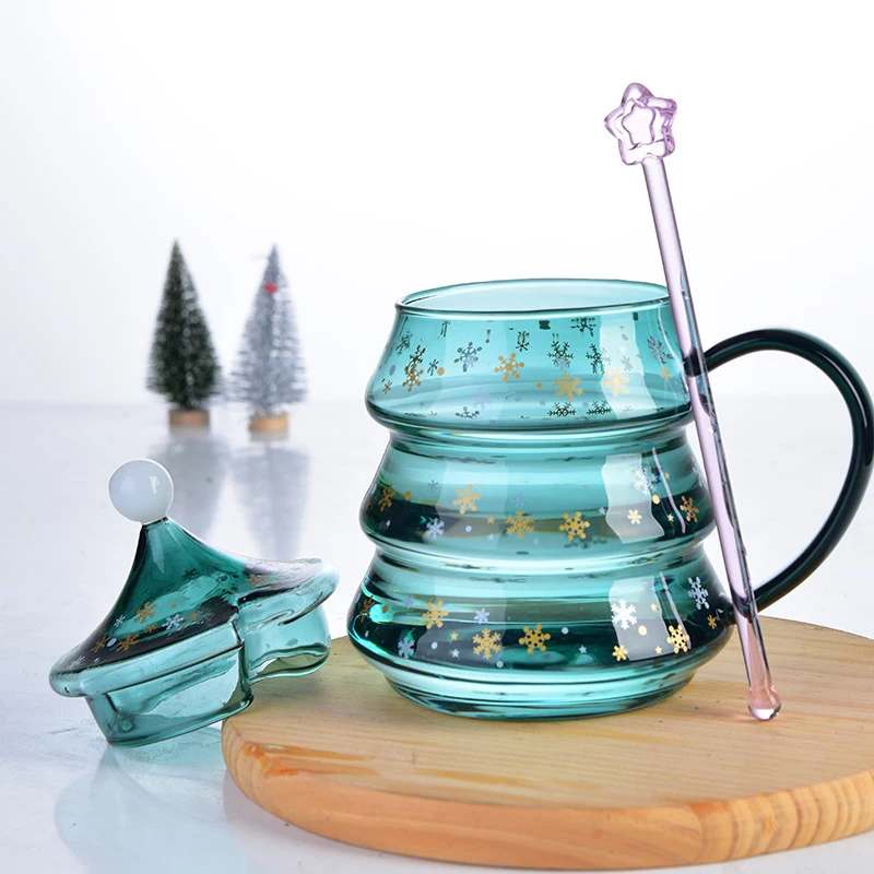 

400/500ml Christmas Tree Glass Water Cup Milk Mug Coffee Cup Christmas Gifts New