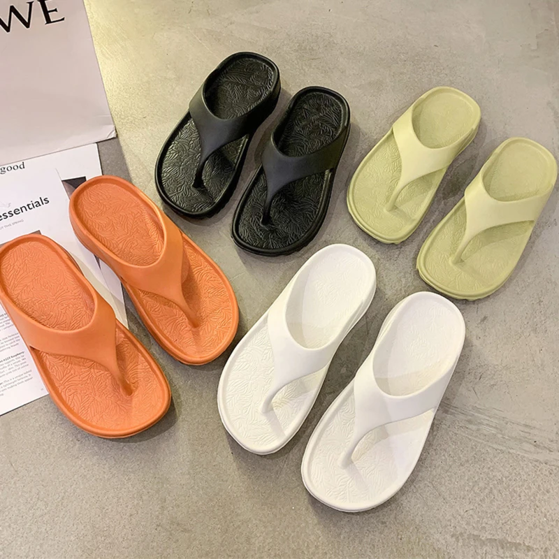 Thick Bottom Platform Sea Flip-Flop Thong Sandals Summer Shoes Soft Bathroom Slippers Pillow Slides Outdoor Indoor Shoes Women