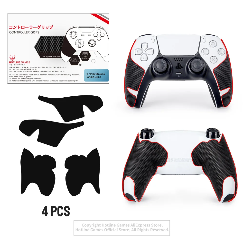 Cinta de agarre para mandos de Playstation 5/ PS5, antideslizante, absorbe la humedad, versión clásica, 4 piezas, 2,0 Plus