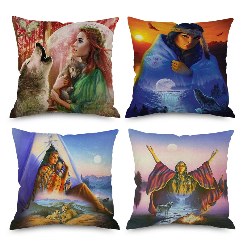 

Indian style native Egyptian style Nordic short plush Pillow Case Polyester Decorative Throw Pillow Cover Square style-1