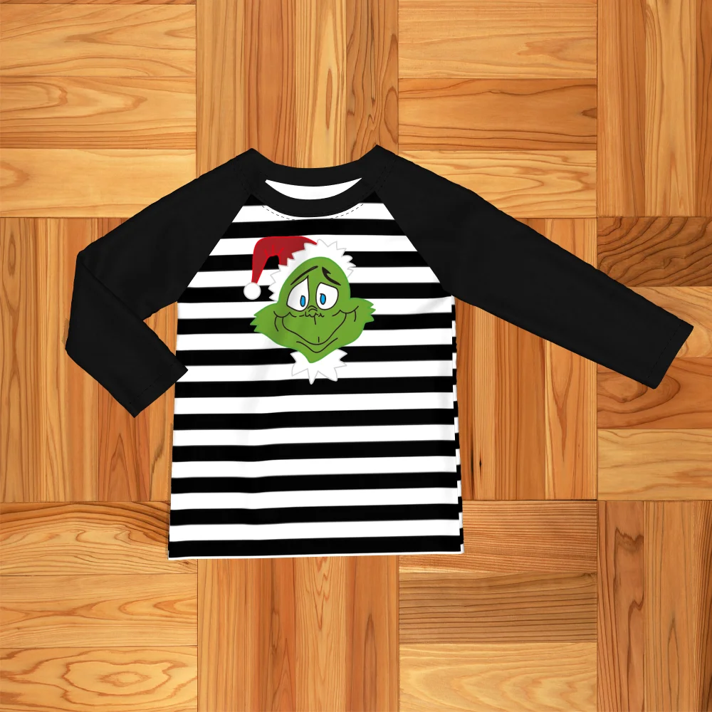 Conice Nini Baby Girl Clothes 2019 clothes lovely Christmas girl clothing black ruffle on and white striped pants chi | Детская одежда
