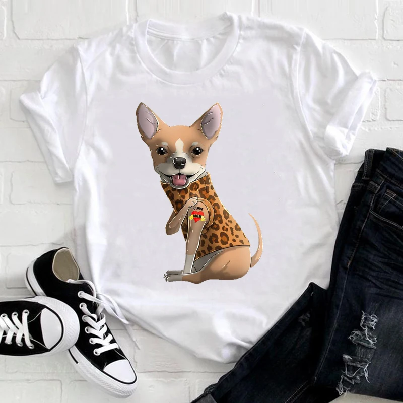 

Women Cute Dog Mom Spring Summer Cute 90s Casual Printing Animal Clothes Print Tee Top Ladies Graphic Tshirt Female T-shirt