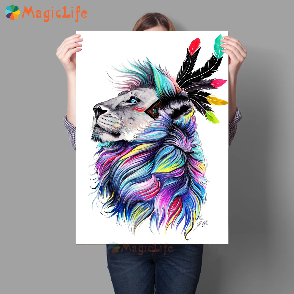 

Colorful Lion Posters Printed Animals Nordic Poster Wall Pictures For Living Room Wall Art Canvas Painting Home Decor Unframed
