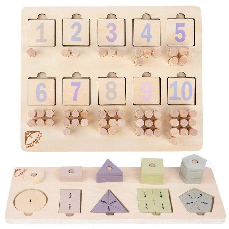 

Kids Wooden Montessori Educational Board Early Math Toys Geometric Figure Shape Paired Learning Fractions Digital Counting Toys