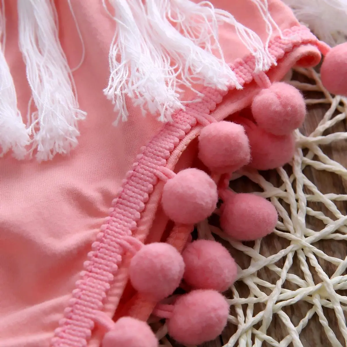 

2020 Baby Girls Swimwear Sleeveless Tassels Strap Swimsuit Cotton Halter Backless Clothes