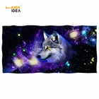 Фиолетовое банное полотенце Galaxy Wolf для детей и взрослых, Крутое быстросохнущее дорожное одеяло для волос лица с принтом животных, абсорбирующие пляжные большие полотенца