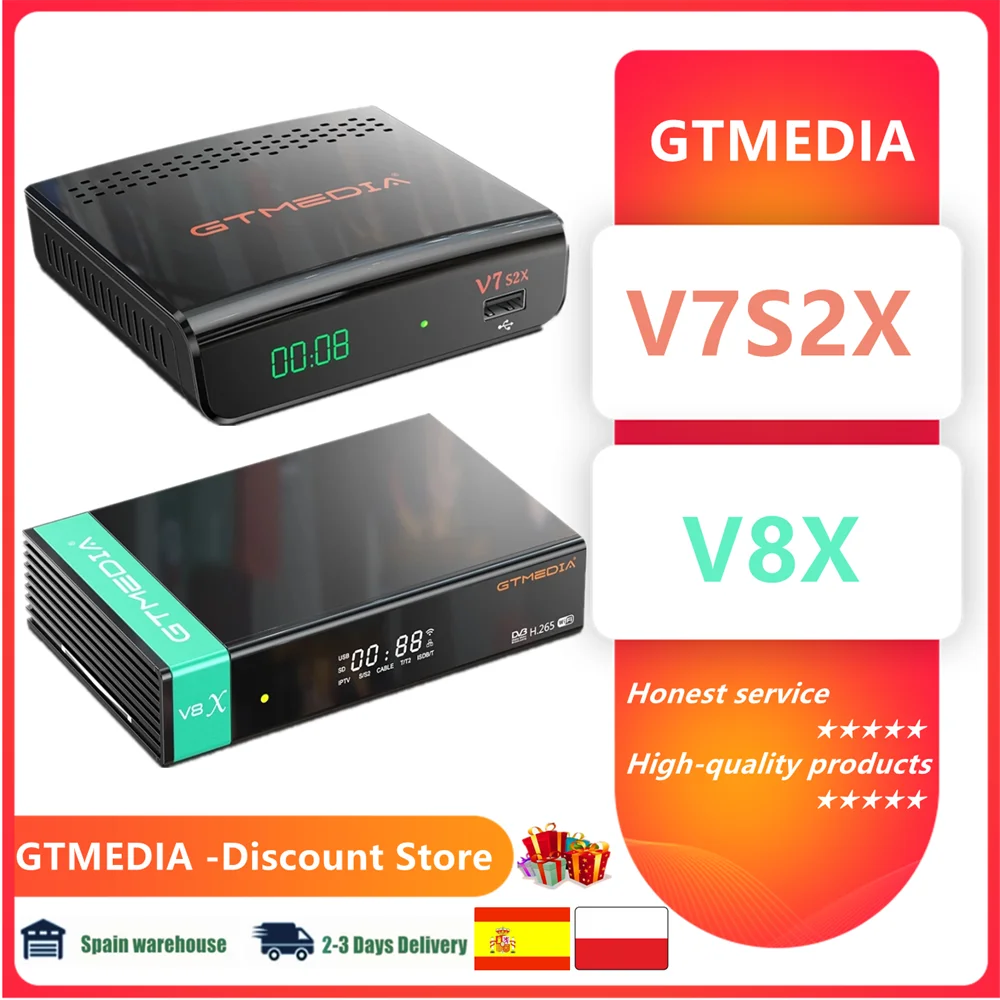 

DVB-S2 Satellite Receiver GTMEDIA V8X H.265 DVB S2 S2X Buildin Wifi CA Slot Scart Set Top Box GT MEDIA V7S 2X Support Usb Wifi