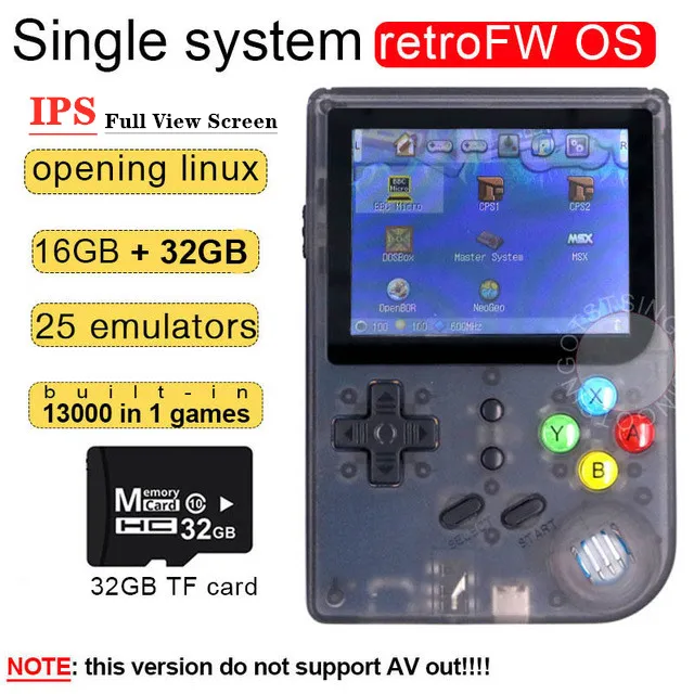 Black retroFW 48GB Двойная система Linux Ретро видео игровая консоль 2,8 дюймов ips экран Портативный Ручной игровой плеер RG300 32 Гб TF 13000 классические игры - Цвет: Black retroFW 48GB
