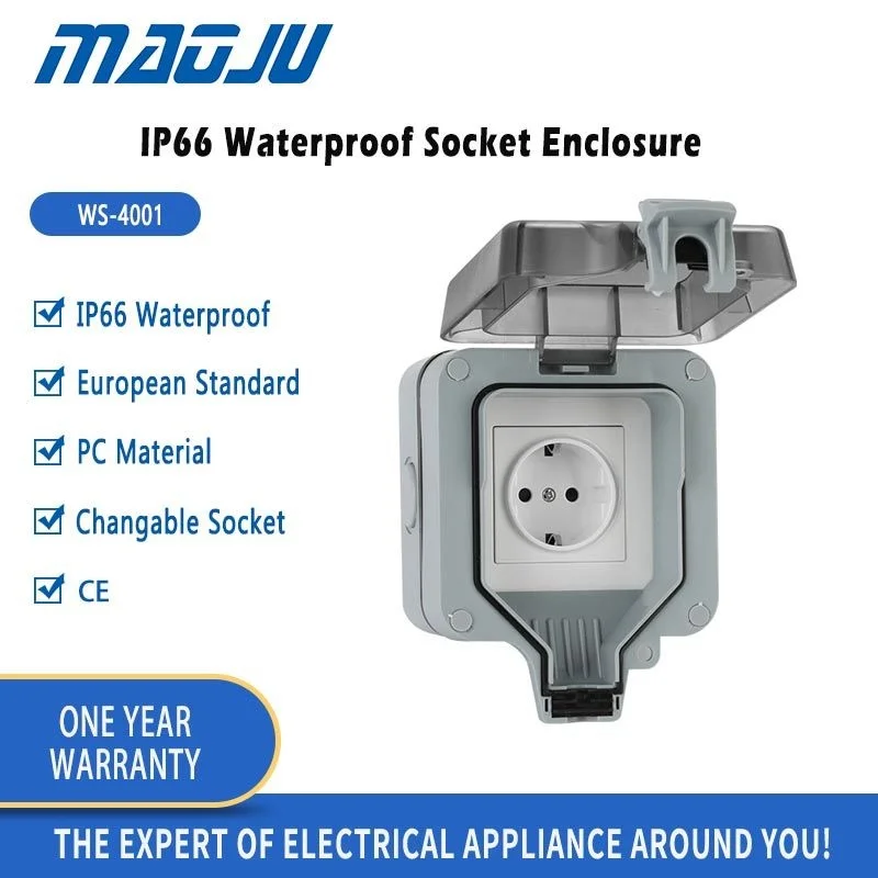 

Electrical Distribution Box IP66 230V 16A European Type Plug In Socket Power Outlet Waterproof Socket Switch Enclosure Box