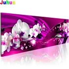 Алмазная 5d Вышивка фиолетовая Розовая орхидея, Набор для вышивки крестиком, мозаика, картина большого размера,