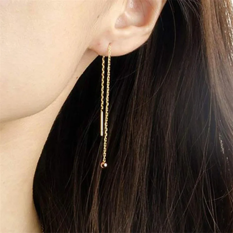 

Stainless Steel Crystal Ball Star Drop Earring Long Chain Tassel Earrings For Woman Threader Earrings Wedding Jewelry