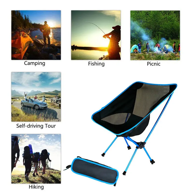 

Outdoor Portable Folding Chair Maximum Load Of 150kgUltralight Travel Fishing Camping Chair Picnic Home Seat Moon Chair