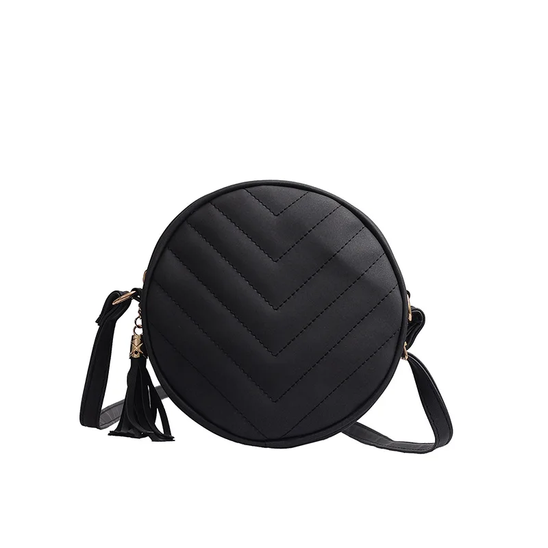 Black Bolsos Para Mujer, женская сумка через плечо, круглая сумка, женская сумка, дизайнерские сумки, сумки через плечо для женщин, из искусственной кожи, сумка - Цвет: Black