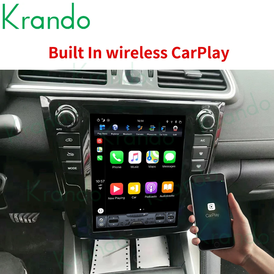 구매 Krando 안드로이드 9.0 4G 32G 10.4 인치 테슬라 수직 스크린 차량용 멀티미디어 라디오, 르노 카다르 2016-2018 무선 카플레이