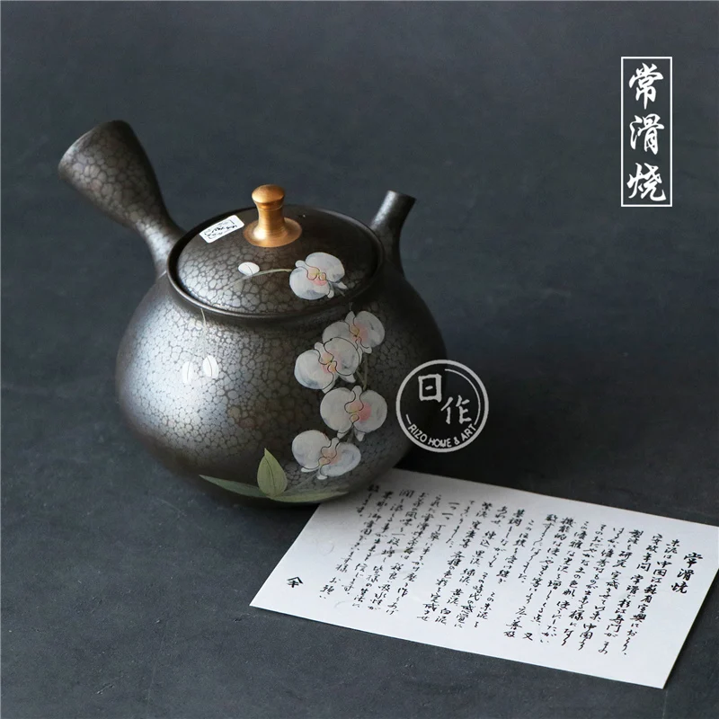 

slip burn imported from Japan side put the teapot zhao dragon hand painted as temmoku jinding lasts a pot of flowers