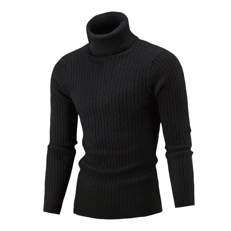 

2021 Casual Knitted Sweater Men Turtleneck Long Sleeve Men's Basic Tops Slim Fit Ribbed Turtle Neck Pullover Sweaters
