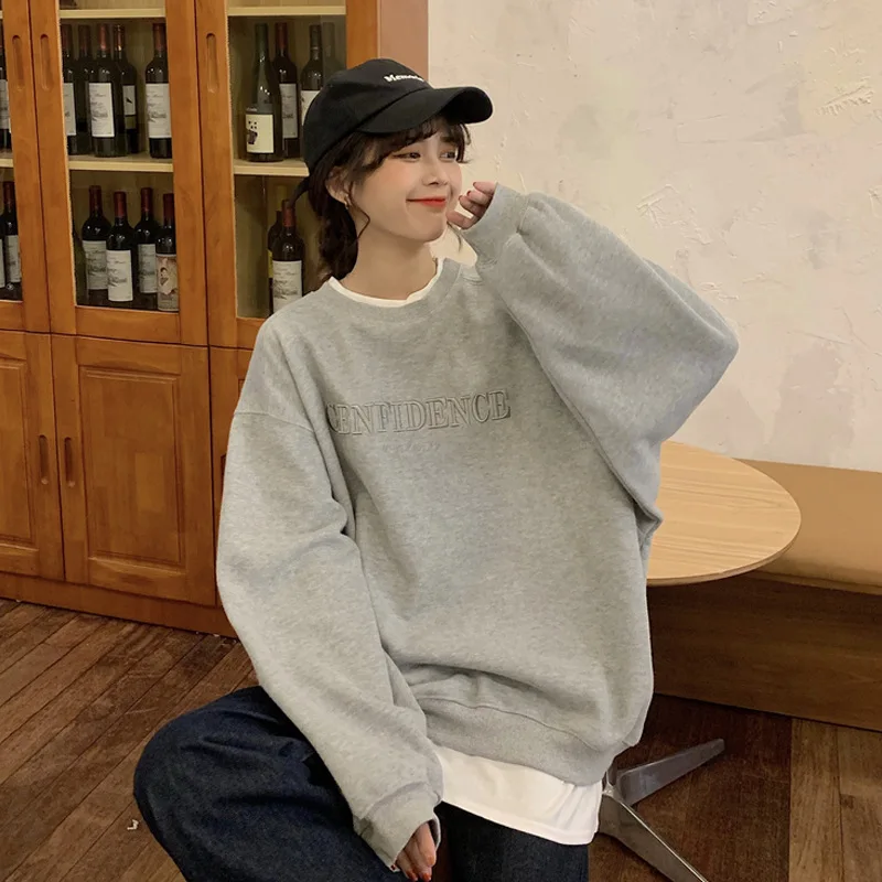 Sweatshirt Spring Autumn Crewneck Vintage Harajuku Female Sweetshirts Casual Pullover Hoodie Woman Clothing Loose Tops for Women