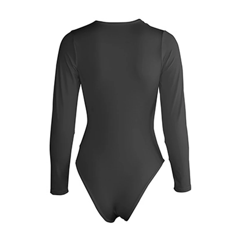 

Long Sleeve Bodysuit Woman V Neck Autumn Club Party Casual Rompers Solid White Blue Black Sexy Bodysuit