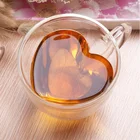 Стеклянные кофейные кружки или чайные чашки с двойными стенками в форме сердца, 10 унций, прозрачные уникальные Изолированные чашки с ручкой