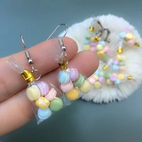 cute colorful macarons earrings for women handmade mini bag french macaron desserts drop earring hooks girl fashion jewelry gift