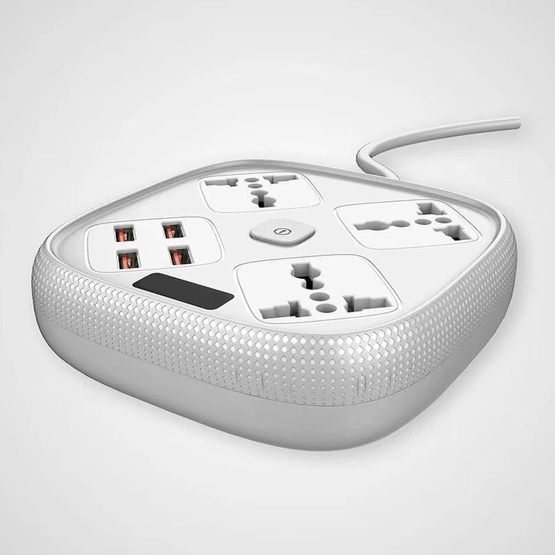 

Square Power Strip with 3 Sockets 4 USB Fireproof Multifunctional Hot sale