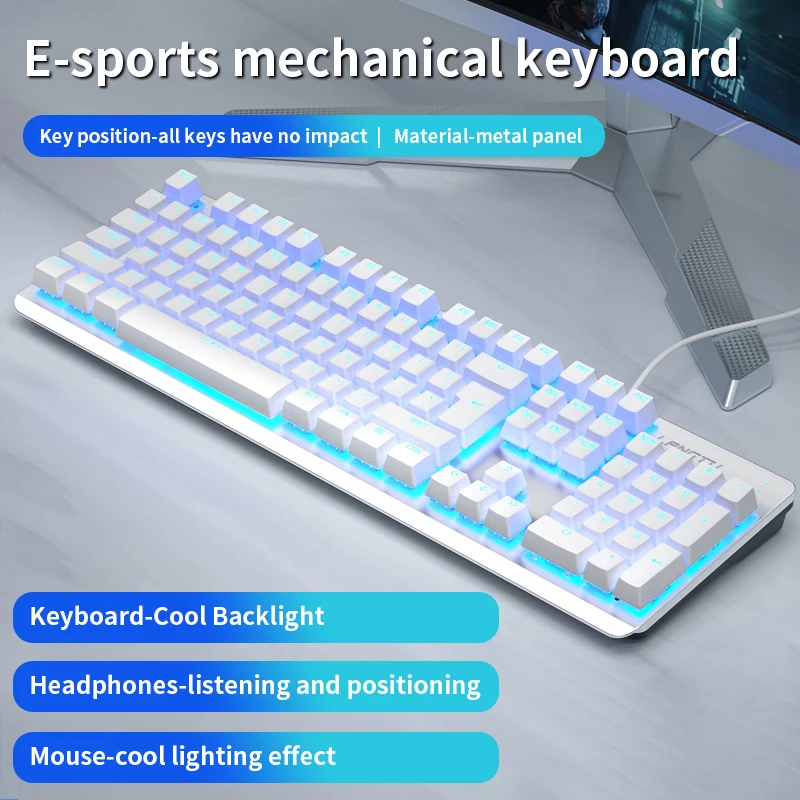 

Backlit Games Mechanical Keyboard Floating Keycap Blue Switch Wired Keyboards 104-Keys Gaming Accessories For Desktop Laptop PC